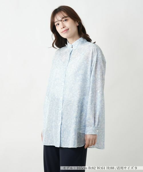 Leilian/レリアン ペイズリースタンドカラーブラウス アイボリー 11(L)