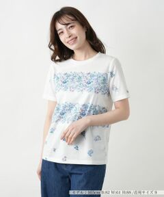 LEILIAN レリアン 総柄 カットソー 美品 サイズ:11  ホワイト/ネイビー  レディース  トップス　チュニック ストレッチ チュニックブラウス【Leilian WHITE LABEL】|レリアン