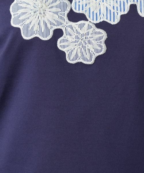 Leilian / レリアン カットソー | フラワーモチーフ七分袖カットソー | 詳細15