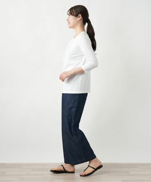 Leilian / レリアン カットソー | フラワーモチーフ七分袖カットソー | 詳細2