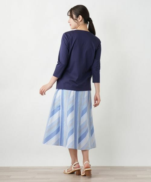 Leilian / レリアン カットソー | フラワーモチーフ七分袖カットソー | 詳細6