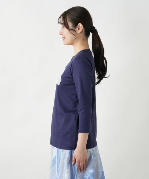 Leilian / レリアン カットソー | フラワーモチーフ七分袖カットソー | 詳細8