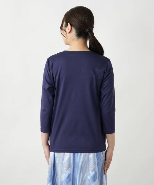 Leilian / レリアン カットソー | フラワーモチーフ七分袖カットソー | 詳細9