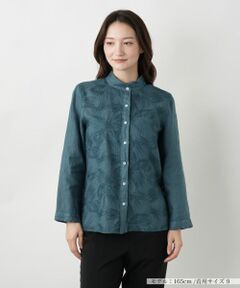 Leilian / レリアン シャツ・ブラウス | 刺繍バンドカラーブラウス【ROSSO35】