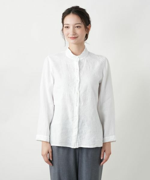 Leilian / レリアン シャツ・ブラウス | 刺繍バンドカラーブラウス【ROSSO35】 | 詳細6