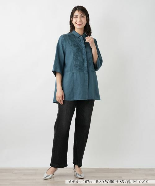 Leilian / レリアン シャツ・ブラウス | 刺繍比翼ブラウス【ROSSO35】 | 詳細1