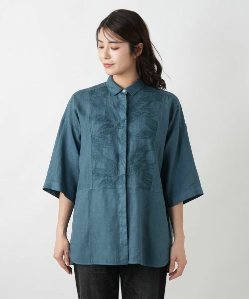 Leilian / レリアン シャツ・ブラウス | 刺繍比翼ブラウス【ROSSO35】 | 詳細4