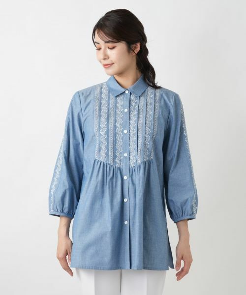 Leilian / レリアン シャツ・ブラウス | 刺繍ギャザーブラウス【Leilian WHITE LABEL】 | 詳細4