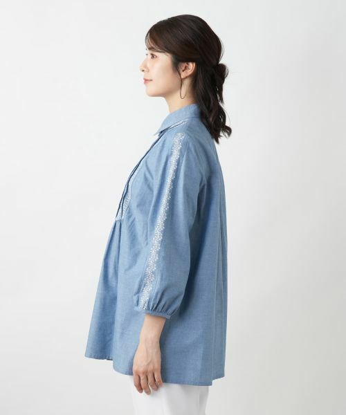 Leilian / レリアン シャツ・ブラウス | 刺繍ギャザーブラウス【Leilian WHITE LABEL】 | 詳細5