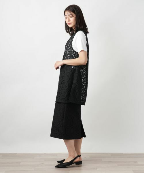 Leilian / レリアン テーラードジャケット | 幾何学レースベスト【Leilian WHITE LABEL】 | 詳細5