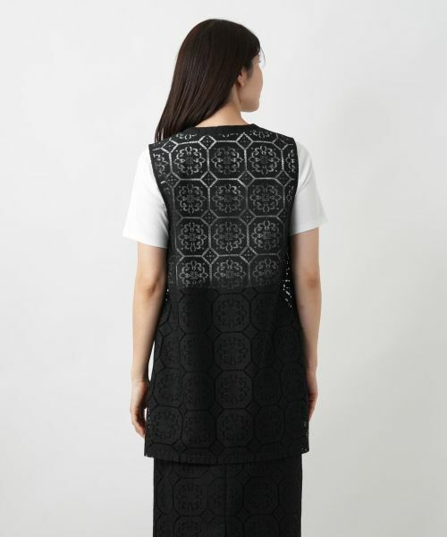 Leilian / レリアン テーラードジャケット | 幾何学レースベスト【Leilian WHITE LABEL】 | 詳細9