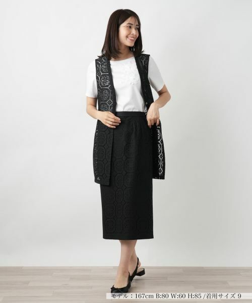 Leilian / レリアン ミニ・ひざ丈スカート | レースタイトスカート【Leilian WHITE LABEL】 | 詳細1