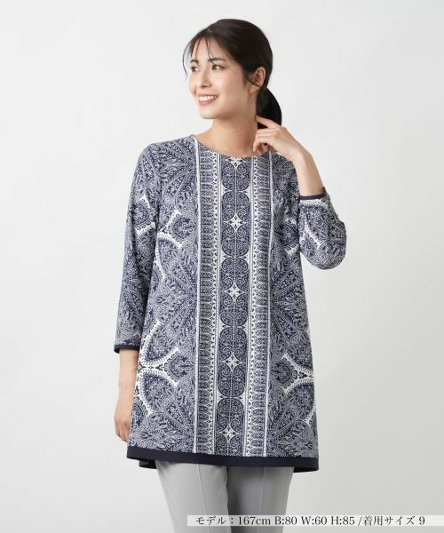 Leilian/レリアン ペイズリーブラウス【Leilian WHITE LABEL】 ブルー系 9(M)