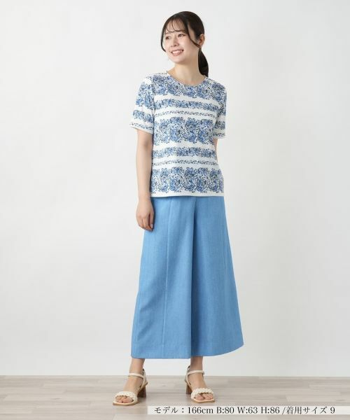 【新品】定価57,200円　レリアン　ペイズリー柄カットソー　13＋　オレンジ セール】 ペイズリー柄カットソー【Leilian WHITE LABEL