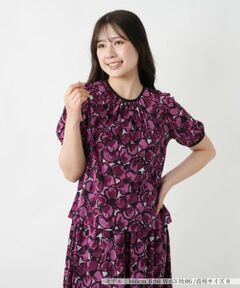 Leilian / レリアン シャツ・ブラウス | フラワー柄クルーネックブラウス