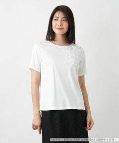 Leilian / レリアン Tシャツ | フラワー刺繍Tシャツ