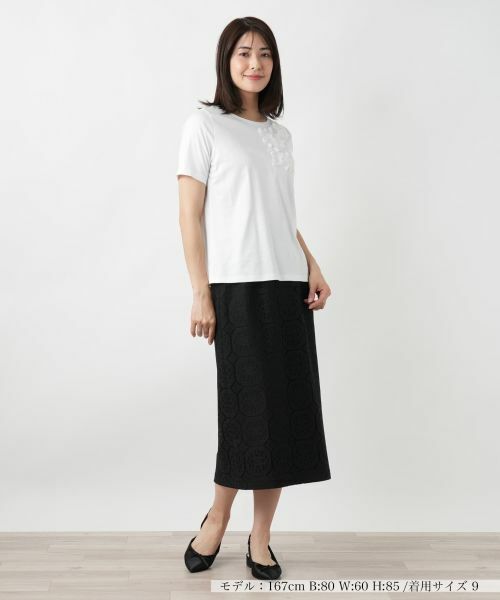 Leilian / レリアン Tシャツ | フラワー刺繍Tシャツ | 詳細4