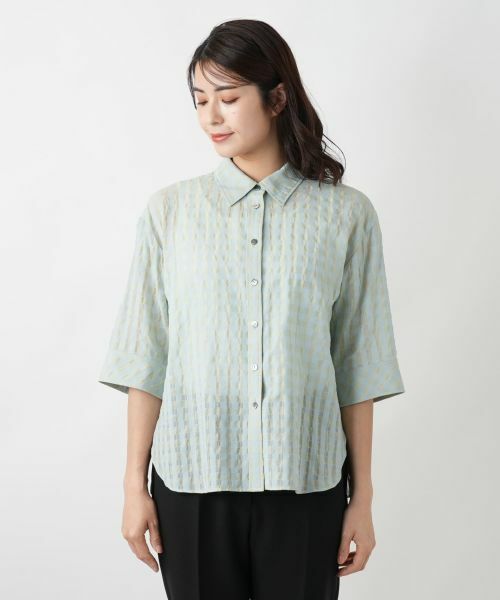 Leilian / レリアン シャツ・ブラウス | シアーチェックブラウス【Leilian WHITE LABEL】 | 詳細4