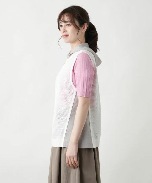 Leilian / レリアン テーラードジャケット | フード切替ベスト | 詳細5