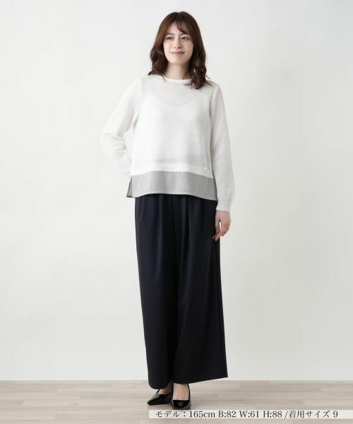 Leilian / レリアン ニット・セーター | 異素材切替クルーネックニット | 詳細1