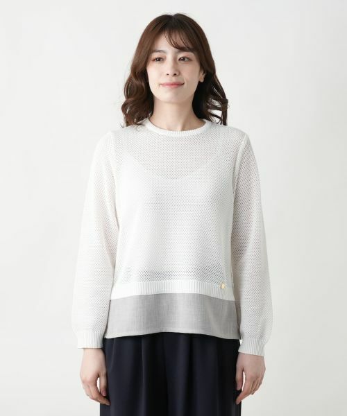 Leilian / レリアン ニット・セーター | 異素材切替クルーネックニット | 詳細4