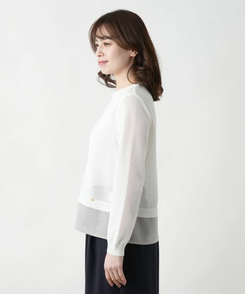 Leilian / レリアン ニット・セーター | 異素材切替クルーネックニット | 詳細5