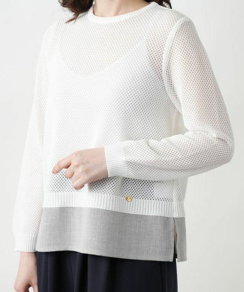 Leilian / レリアン ニット・セーター | 異素材切替クルーネックニット | 詳細9