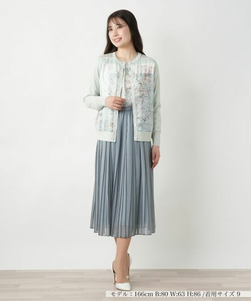 Leilian / レリアン カーディガン・ボレロ | マップ柄クルーネックカーディガン | 詳細1