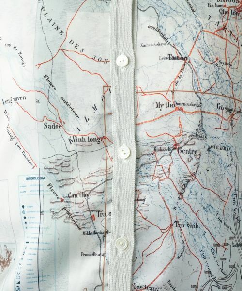 Leilian / レリアン カーディガン・ボレロ | マップ柄クルーネックカーディガン | 詳細12