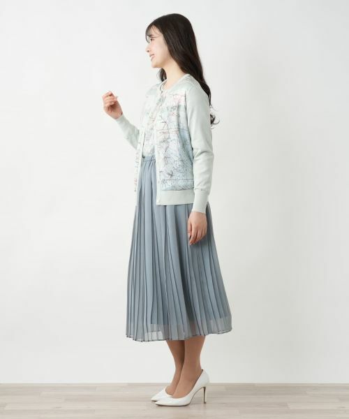 Leilian / レリアン カーディガン・ボレロ | マップ柄クルーネックカーディガン | 詳細2