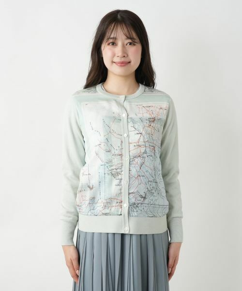 Leilian / レリアン カーディガン・ボレロ | マップ柄クルーネックカーディガン | 詳細4