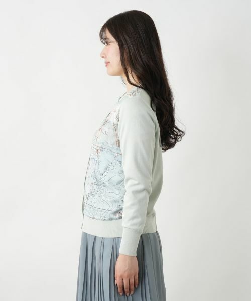 Leilian / レリアン カーディガン・ボレロ | マップ柄クルーネックカーディガン | 詳細5