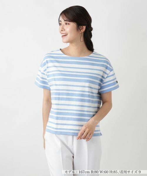 Leilian レリアン    半袖ボーダーカットソー 刺繍ボーダーカットソー【Leilian WHITE LABEL