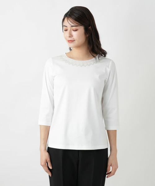 Leilian / レリアン カットソー | 刺繍クルーネックカットソー【Leilian WHITE LABEL】 | 詳細4