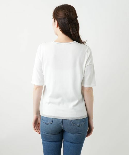 Leilian / レリアン ニット・セーター | フラワー柄切替ニット【Leilian WHITE LABEL】 | 詳細6