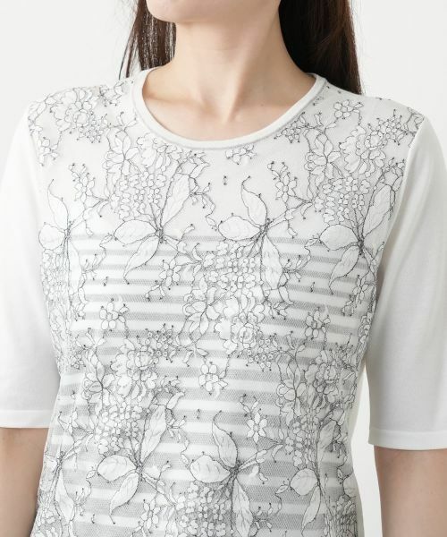 Leilian / レリアン ニット・セーター | フラワー柄切替ニット【Leilian WHITE LABEL】 | 詳細7