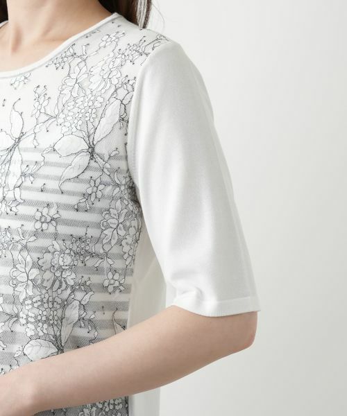 Leilian / レリアン ニット・セーター | フラワー柄切替ニット【Leilian WHITE LABEL】 | 詳細9