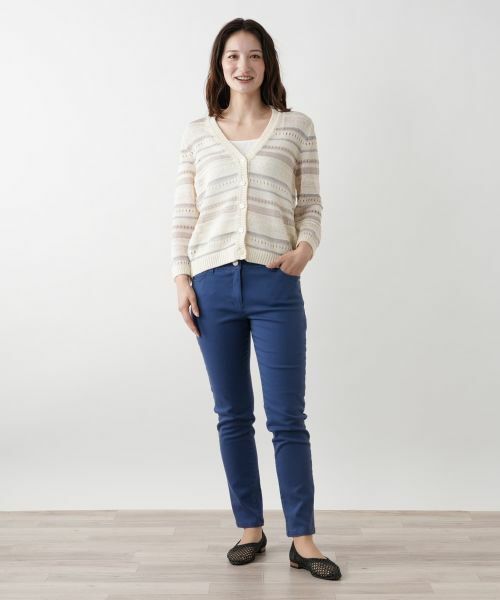 Leilian / レリアン カーディガン・ボレロ | 透かし編みVネックカーディガン【Leilian WHITE LABEL】 | 詳細1