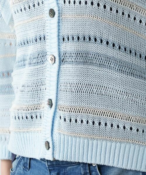 Leilian / レリアン カーディガン・ボレロ | 透かし編みVネックカーディガン【Leilian WHITE LABEL】 | 詳細13