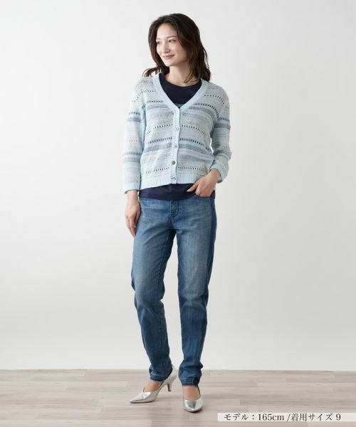 Leilian / レリアン カーディガン・ボレロ | 透かし編みVネックカーディガン【Leilian WHITE LABEL】 | 詳細4