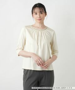 Leilian / レリアン カットソー | スパンコール七分袖カットソー