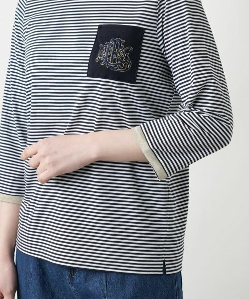 Leilian / レリアン Tシャツ | ボーダークルーネックカットソー | 詳細9