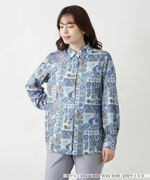 Leilian/レリアン ペイズリーブラウス【RATTI】 コバルトブルー 7(S)