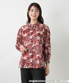 Leilian / レリアン シャツ・ブラウス | フラワー柄バンドカラーブラウス