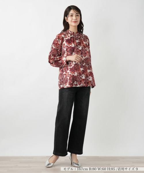 Leilian / レリアン シャツ・ブラウス | フラワー柄バンドカラーブラウス | 詳細1