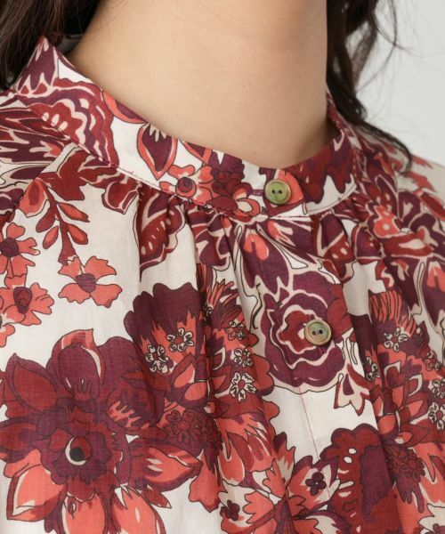Leilian / レリアン シャツ・ブラウス | フラワー柄バンドカラーブラウス | 詳細12