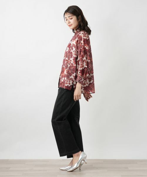 Leilian / レリアン シャツ・ブラウス | フラワー柄バンドカラーブラウス | 詳細2