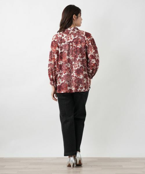 Leilian / レリアン シャツ・ブラウス | フラワー柄バンドカラーブラウス | 詳細3