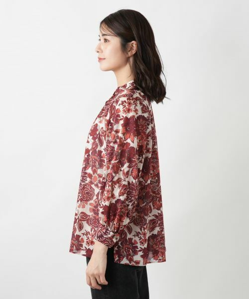 Leilian / レリアン シャツ・ブラウス | フラワー柄バンドカラーブラウス | 詳細5