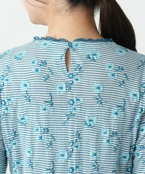 Leilian / レリアン カットソー | 花柄刺繍ボーダーカットソー【Leilian WHITE LABEL】 | 詳細11